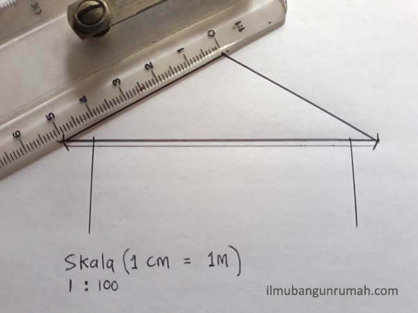 menghitung kemiringan atap dengan pensil dan busur